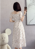New Fashion Simple Floral Short Sleeves Design Women Slim Dress HZ1024