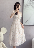 New Fashion Simple Floral Short Sleeves Design Women Slim Dress HZ1024