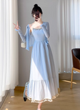New Simple Elegant Cardigan Design Spaghetti Strap Dress HZ1024