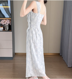 New Simple Elegant Floral Design Cardigan Spaghetti Strap Dress HZ1024