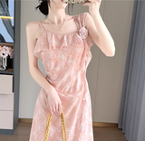 New Simple Elegant Floral Design Cardigan Spaghetti Strap Dress HZ1024