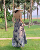 New Simple Elegant Floral Design Beach Holiday Spaghetti Strap Dress HZ1024