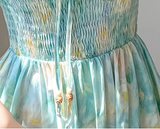 Simple Elegant Floral Design Short Sleeves Halter Dress HZ1024