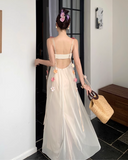 Simple Fashion Women Floral Design A-Line Spaghetti Strap Dress HZ1024