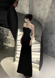 New Simple Design Black A-Line Elegant Women Strapless Dress HZ1024