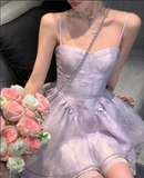 New Fashion Floral Design A-line Sleeveless Spaghetti Strap Puffy Dress HZ1024