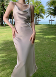 New Fashion Satin Design A-line Sleeveless Spaghetti Strap Dress HZ1024