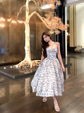 New Fashion Floral Design Long A-line Strapless Dress HZ1024