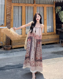 New Fashion Bohemian-style Print Design A-line Sleeveless Spaghetti Strap Dress HZ1024