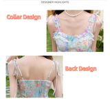 New Fashion Floral Design Elegant A-line Spaghetti Strap Dress HZ1024
