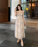 New Fashion Floral Design A-line Beach Holiday Spaghetti Strap Dress HZ1024