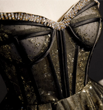 Charming Black Sequined Beaded Design Elegant Mesh Spaghetti Strap Homecoming Dress HZ1024