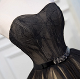 Charming Black Floral Embroidery Design Elegant Mesh Spaghetti Strap Homecoming Dress HZ1024