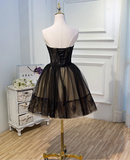 Charming Black Floral Embroidery Design Elegant Mesh Spaghetti Strap Homecoming Dress HZ1024