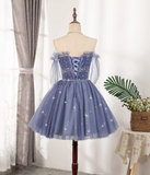 Fashion Violet Sequined Design Elegant Mesh V-neck Sleeveless Strapless Homecoming Dress HZ1024