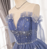 Fashion Violet Sequined Design Elegant Mesh V-neck Sleeveless Strapless Homecoming Dress HZ1024