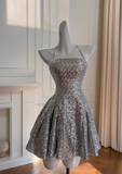 Fashion Silvery Spaghetti Strap A-line Sequin Party Dresses Homecoming Dresses, HZ1024