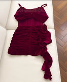 Vintage Burgundy Spaghetti Strap Sheath Party Dresses Homecoming Dresses, HZ1024