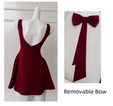 Vintage Burgundy Bow Design A-line Party Dresses Homecoming Dresses, HZ1024