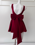 Vintage Burgundy Bow Design A-line Party Dresses Homecoming Dresses, HZ1024