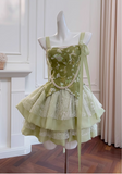 New Fashion Green Appliqued A-line Tiered Party Dresses Homecoming Dresses, HZ1024
