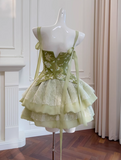 New Fashion Green Appliqued A-line Tiered Party Dresses Homecoming Dresses, HZ1024