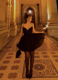 Fashion Black Spaghetti Strap Design A-line Tulle Party Dress Homecoming Dress HZ1024