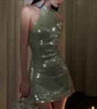 Retro Green Sequin Design Sheath Short Sleeveless Party Dress Homecoming Dresses HZ1024
