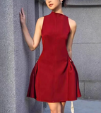Retro Burgundy Sleeveless Design A-line Party Dress Homecoming Dresses HZ1024
