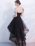 Vintage Black Strapless Ruffled Hem Design A-line Tulle Party Dress Homecoming Dress HZ1024