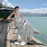 Vintage Ivory Strapless Ruffled Hem Design Elegant Beach Holiday A-Line Sleeveless Summer Dress HZ1024