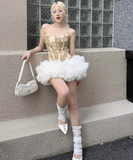 Vintage Khaki Strapless A-Line Short Summer Dresses Party Dress Homecoming Dress HZ1024