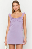 Vintage Lilac Sheath Homecoming Dress Satin Ruffles Party Dress Short Cocktail Dress HZ1024