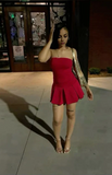 Vintage Red Strapless Sheath Homecoming Dress Party Dress Mini Cocktail Dress HZ1024