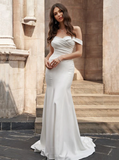 Elegant White Sweetheart Off-the-shoulder Mermaid Trailing Long Wedding Dress HZ1024