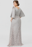Elegant Lace Half Sleeve Cowl Neck Mother of Bride Dress Sheath Evening Gown Long Formal Dress HZ1024