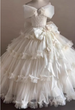 Gorgeous Ivory Applique Beaded Off-the-shoulder Sweet 16 Quinceanera A-Line Tulle Evening Dress Ball Gown HZ1024