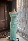 Chic Turquoise Sheath Evening Gown Off-the-shoulder Party Dress Tulle Long Formal Dress HZ1024