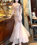 Vintage Pink Sequin Mermaid Spaghetti Strap V-neck Evening Dress Long Prom Dress HZ1024