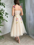 Vintage Floral Applique Prom Dress Long A-Line Evening Dress Chiffon Formal Dress HZ1024