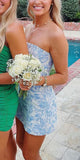 Cute Blue Strapless Sheath Short Party Dress Cocktail Dress Homecoming Dress HZ1024