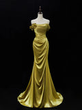 Elegant Satin Mermaid Evening Gown Strapless 3D Flowers Party Dress Long Formal Dress HZ1024