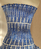 Vintage Dark Blue Pattern Design Strapless Mini Party Dress Homecoming Dress HZ1024