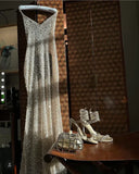 Enchanting Silvery Shiny Sequin Mermaid Halter-neck Long Prom Dress Evening Dress HZ1024