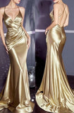 Gorgeous Golden Halter-neck Mermaid Floor-length Prom Dress Evening Dress HZ1024