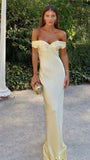 Enchanting Off-the-shoulder Satin Mermaid Floor-length Prom Dress Evening Dress HZ1024