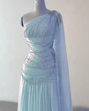 Vintage Glittering Beaded One-shoulder Prom Dress Evening Dress HZ1024