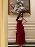 Retro Burgundy Maxi Length Design Elegant A-Line Evening Dress Prom Dress HZ1024