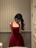 Retro Burgundy Maxi Length Design Elegant A-Line Evening Dress Prom Dress HZ1024