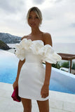 Charming White Strapless Off-the-shoulder Design A-line Short Strapless Homecoming Dress HZ1024